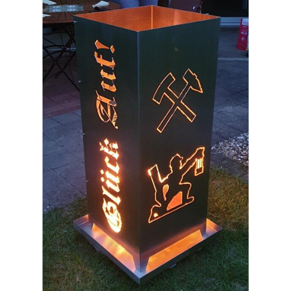 Viefhaus_Made_of_Steel_Feuersäule_mit_Feuer_Glückauf_Bergmann Feuersäule mit Feuer Glück auf